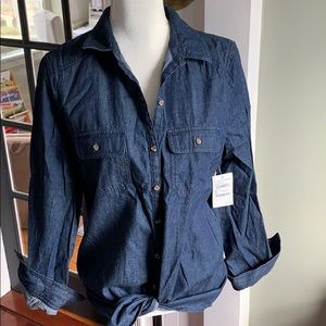 NWT B.P. Denim Chambray Button Up Top Size Medium